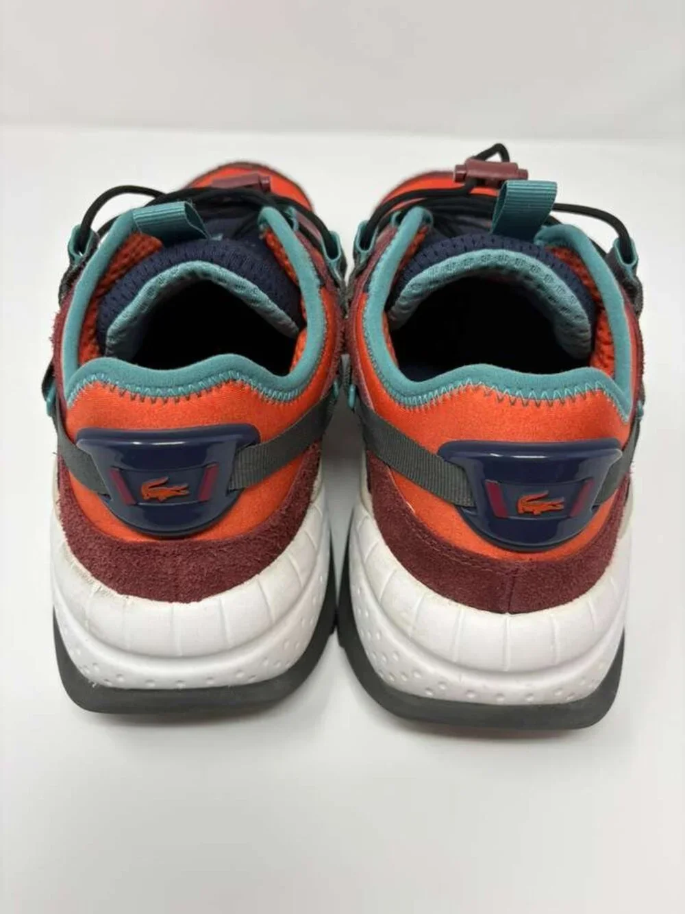 Lacoste L-Guard Breaker Sneakers Mens US 9.5 Orange Burgundy Shoes